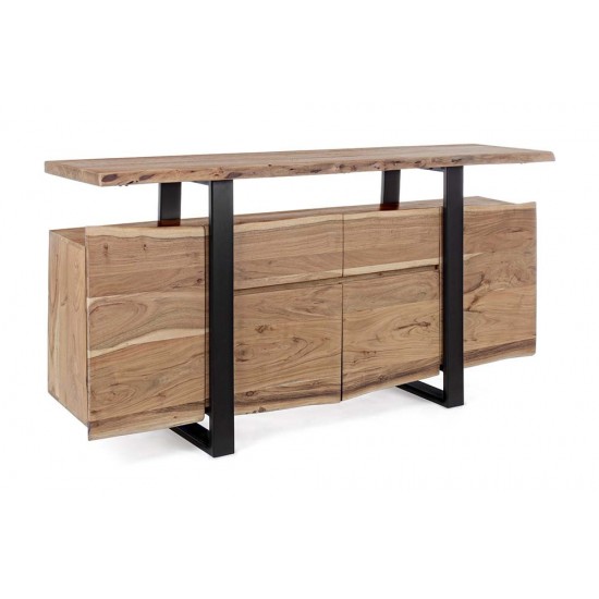 Comoda living din lemn de acacia si otel Skagen